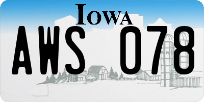 IA license plate AWS078
