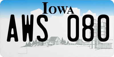 IA license plate AWS080