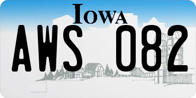 IA license plate AWS082