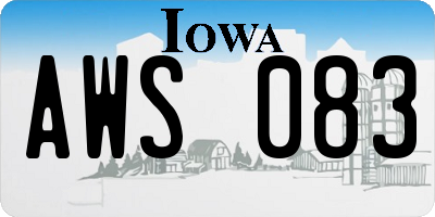 IA license plate AWS083