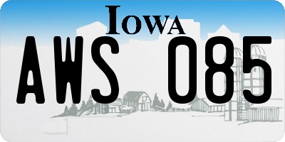 IA license plate AWS085