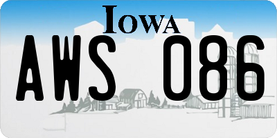 IA license plate AWS086