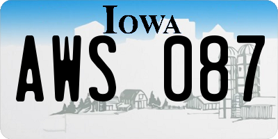 IA license plate AWS087