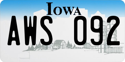 IA license plate AWS092