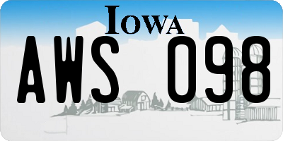 IA license plate AWS098