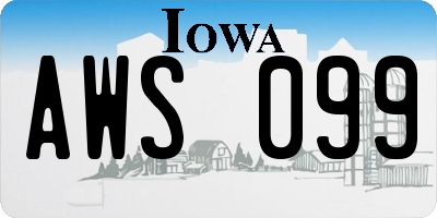 IA license plate AWS099