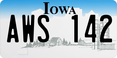 IA license plate AWS142