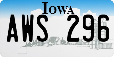 IA license plate AWS296