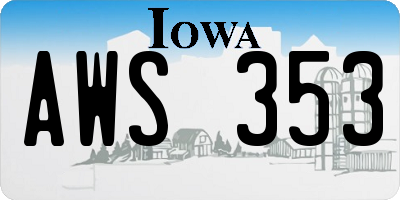 IA license plate AWS353