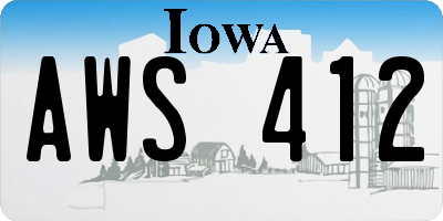 IA license plate AWS412