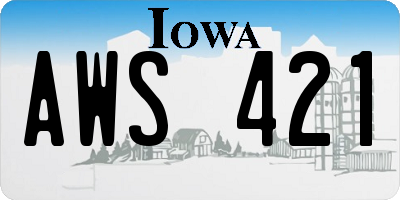 IA license plate AWS421