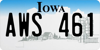 IA license plate AWS461