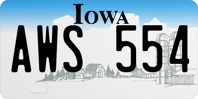 IA license plate AWS554