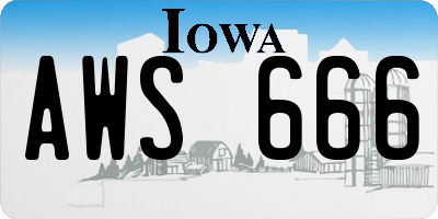 IA license plate AWS666