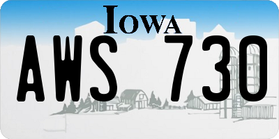 IA license plate AWS730