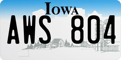 IA license plate AWS804