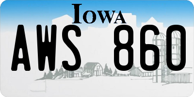 IA license plate AWS860