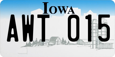 IA license plate AWT015