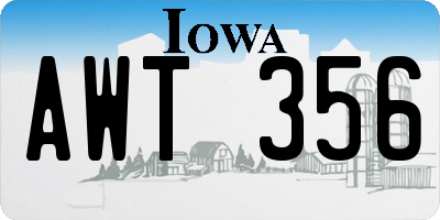 IA license plate AWT356