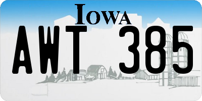 IA license plate AWT385