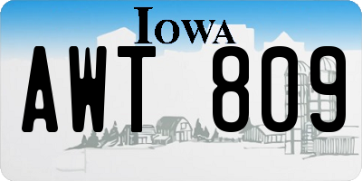 IA license plate AWT809