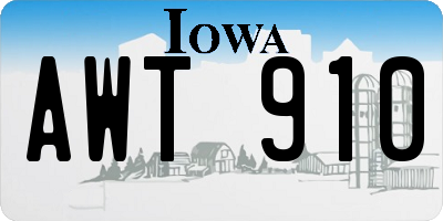 IA license plate AWT910