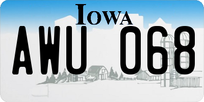 IA license plate AWU068