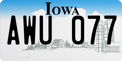 IA license plate AWU077