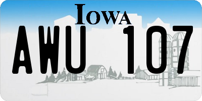 IA license plate AWU107