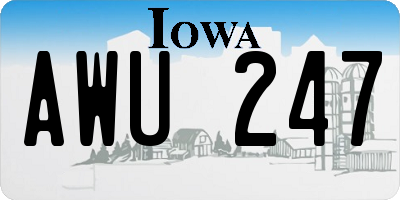 IA license plate AWU247