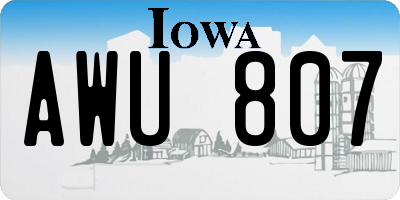 IA license plate AWU807