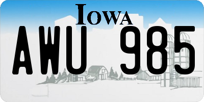 IA license plate AWU985