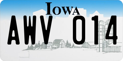 IA license plate AWV014