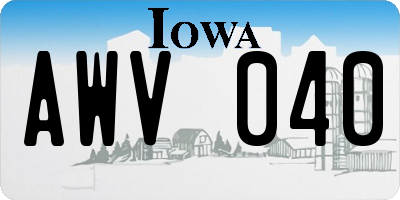 IA license plate AWV040