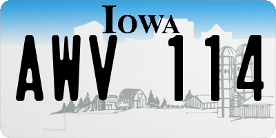 IA license plate AWV114