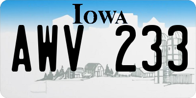 IA license plate AWV233