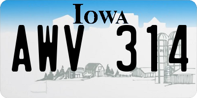 IA license plate AWV314