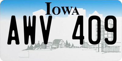 IA license plate AWV409