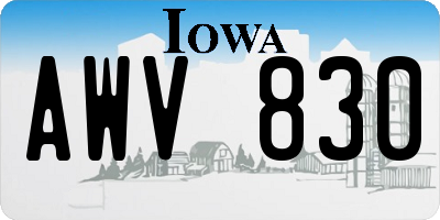 IA license plate AWV830
