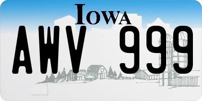 IA license plate AWV999