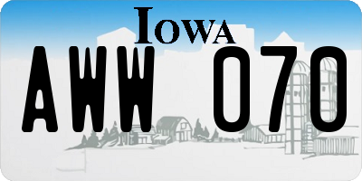 IA license plate AWW070