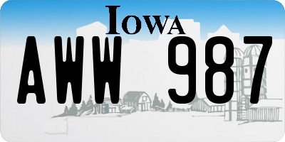 IA license plate AWW987