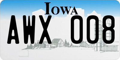 IA license plate AWX008