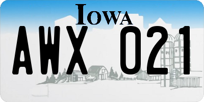IA license plate AWX021