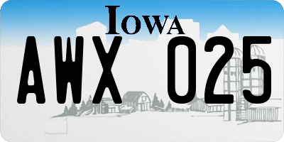 IA license plate AWX025