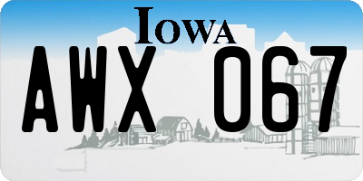 IA license plate AWX067