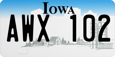 IA license plate AWX102