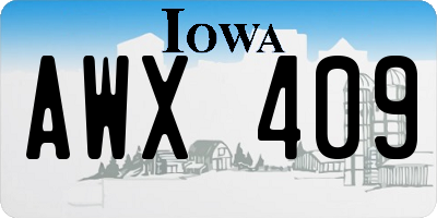 IA license plate AWX409