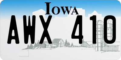 IA license plate AWX410