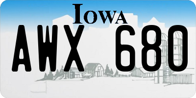 IA license plate AWX680